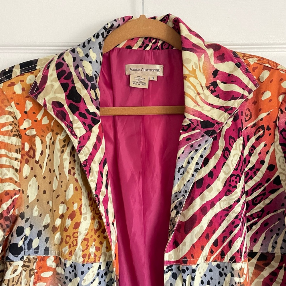 Patrick Christopher Women’s Vintage Rainbow Multicolor Zebra Print Blazer - 1X - Picture 4 of 10